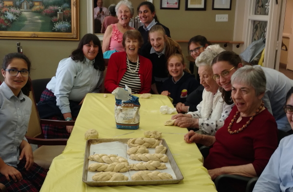 Youth visitors at senior living community in Los Angeles